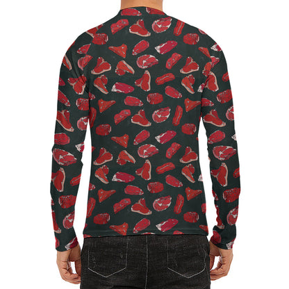 Red Meat Pattern Print Men's Long Sleeve Rash Guard
