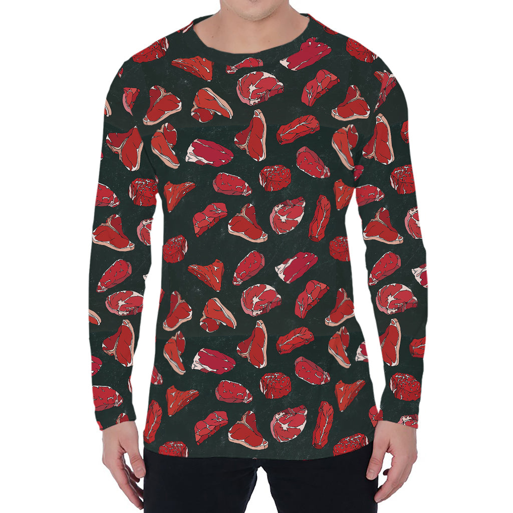 Red Meat Pattern Print Men's Long Sleeve T-Shirt