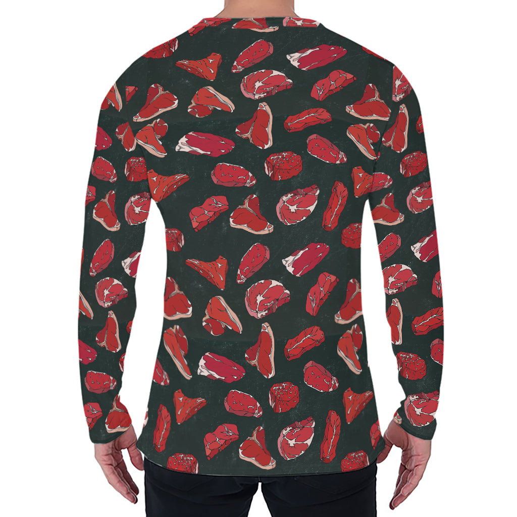 Red Meat Pattern Print Men's Long Sleeve T-Shirt