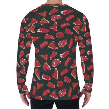Red Meat Pattern Print Men's Long Sleeve T-Shirt