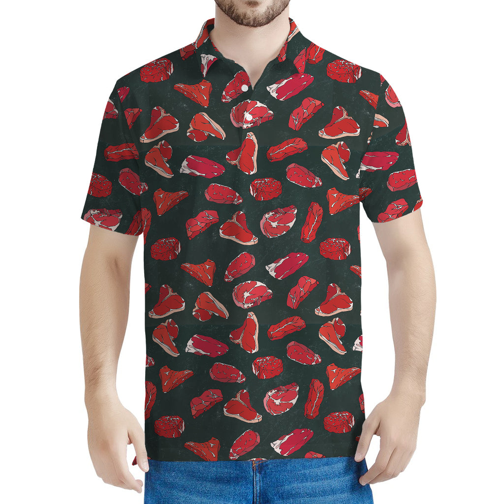 Red Meat Pattern Print Men's Polo Shirt