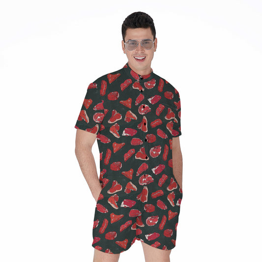 Red Meat Pattern Print Men's Rompers