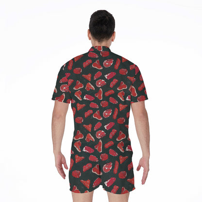 Red Meat Pattern Print Men's Rompers