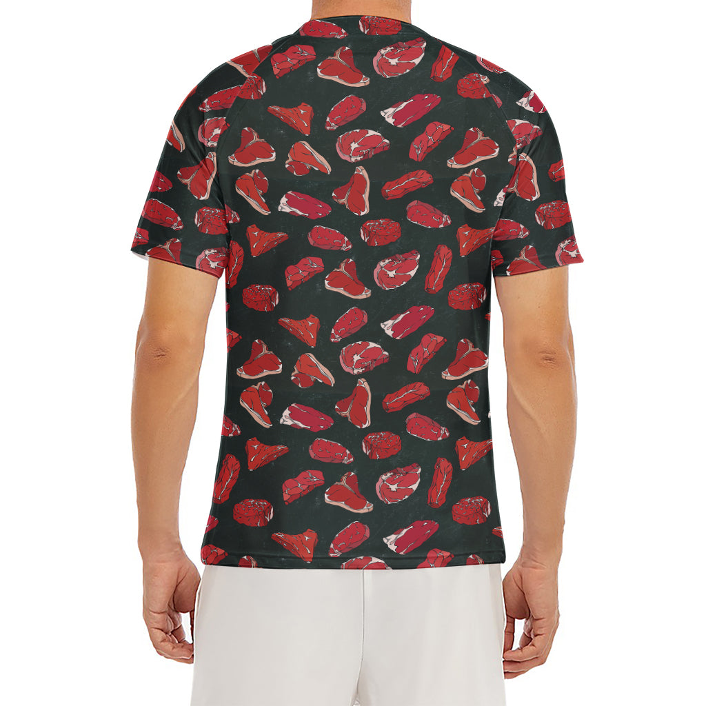 Red Meat Pattern Print Men's Short Sleeve Rash Guard