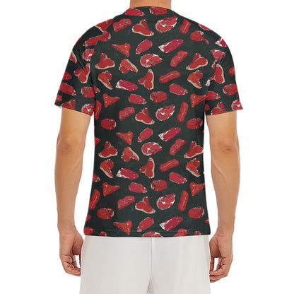 Red Meat Pattern Print Men's Short Sleeve Rash Guard