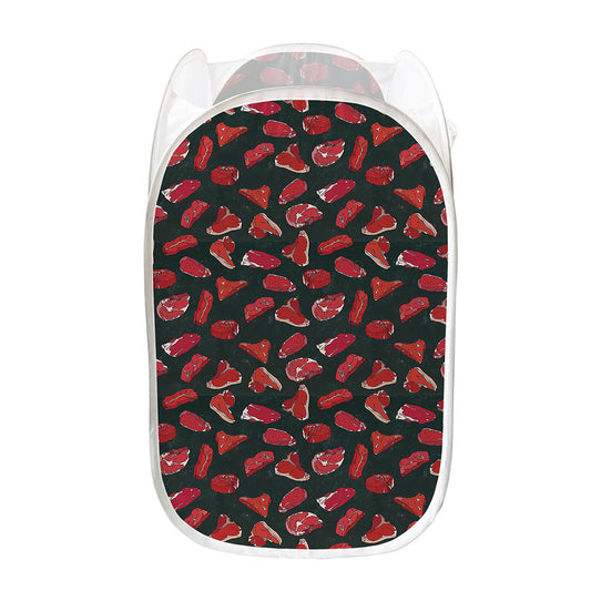 Red Meat Pattern Print Mesh Laundry Hamper