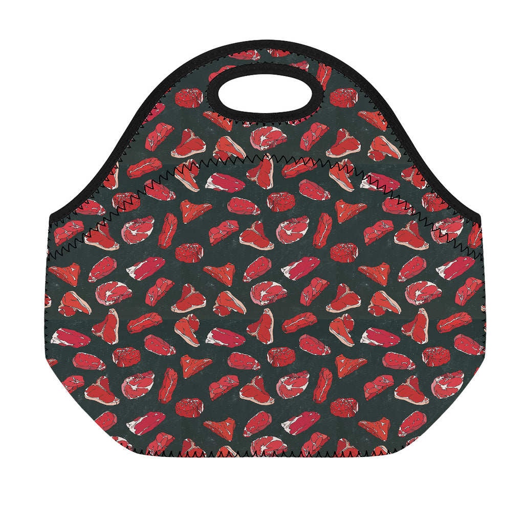 Red Meat Pattern Print Neoprene Lunch Bag