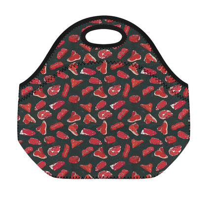 Red Meat Pattern Print Neoprene Lunch Bag