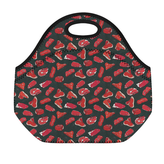 Red Meat Pattern Print Neoprene Lunch Bag