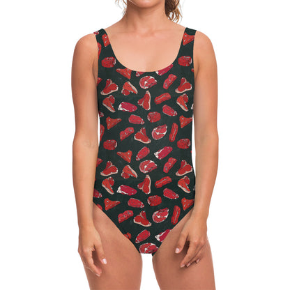 Red Meat Pattern Print One Piece Swimsuit