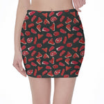 Red Meat Pattern Print Pencil Mini Skirt