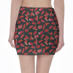 Red Meat Pattern Print Pencil Mini Skirt