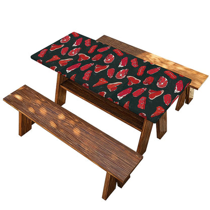 Red Meat Pattern Print Picnic Table Cover