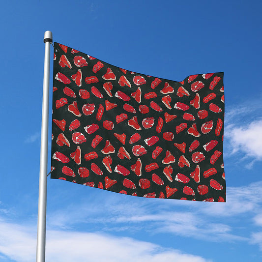 Red Meat Pattern Print Polyester Flag