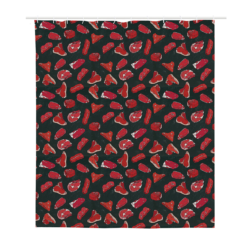 Red Meat Pattern Print Polyester Shower Curtain