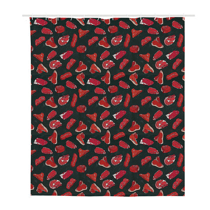 Red Meat Pattern Print Polyester Shower Curtain