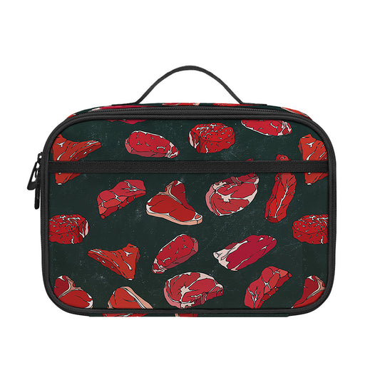 Red Meat Pattern Print Portable Lunch Bag