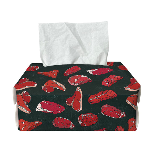 Red Meat Pattern Print Rectangle Tissue Box Cover