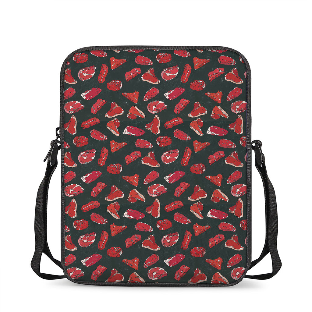 Red Meat Pattern Print Rectangular Crossbody Bag