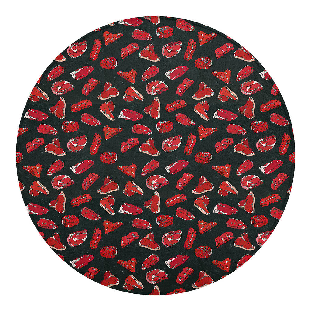 Red Meat Pattern Print Round Blanket