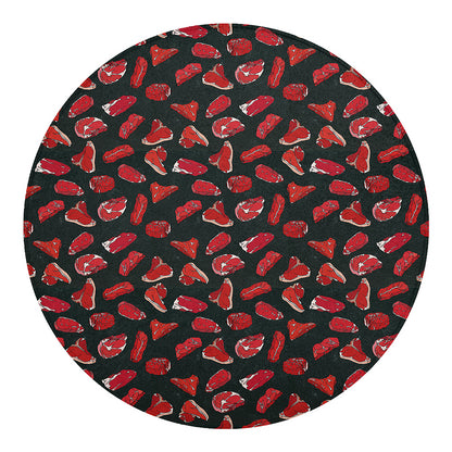 Red Meat Pattern Print Round Blanket