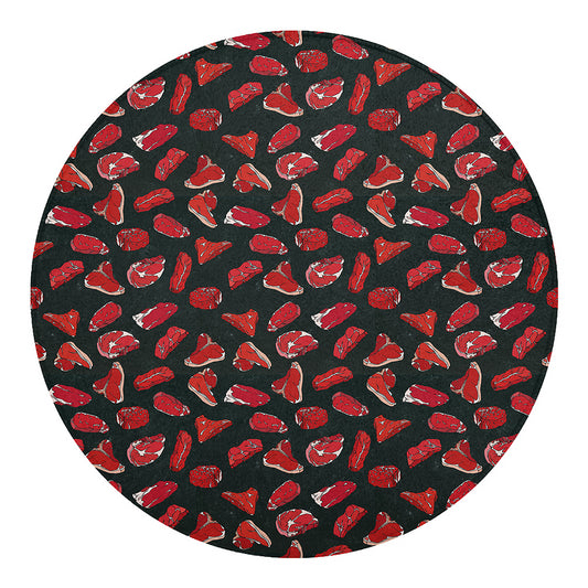 Red Meat Pattern Print Round Blanket