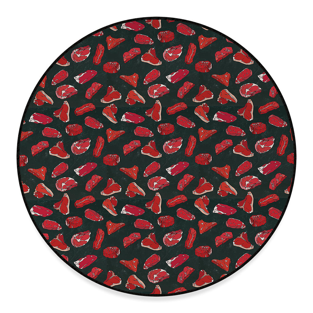 Red Meat Pattern Print Round Floor Mat