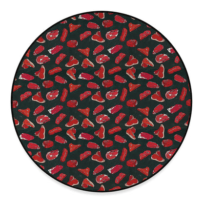 Red Meat Pattern Print Round Floor Mat