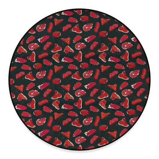 Red Meat Pattern Print Round Floor Mat