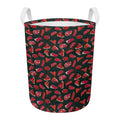 Red Meat Pattern Print Round Laundry Basket