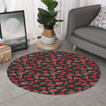 Red Meat Pattern Print Round Rug