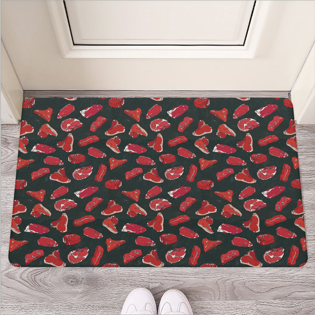 Red Meat Pattern Print Rubber Doormat