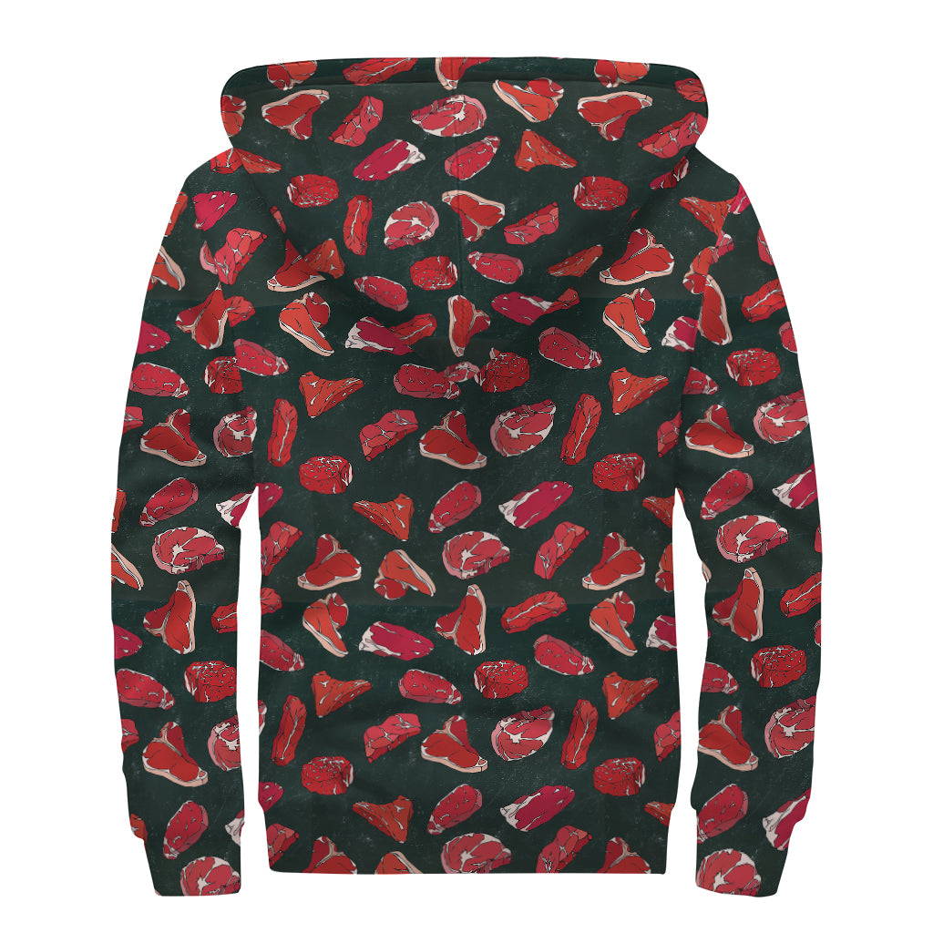 Red Meat Pattern Print Sherpa Lined Zip Up Hoodie