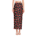 Red Meat Pattern Print Side Slit Maxi Skirt