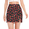 Red Meat Pattern Print Side Slit Mini Skirt