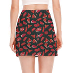 Red Meat Pattern Print Side Slit Mini Skirt