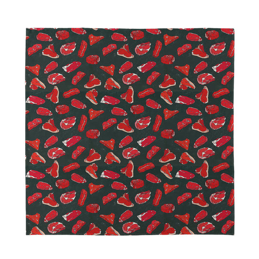 Red Meat Pattern Print Silk Bandana