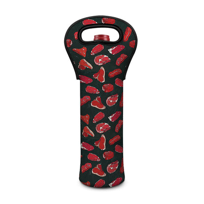 Red Meat Pattern Print Single Neoprene Wine Tote