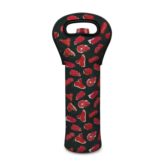 Red Meat Pattern Print Single Neoprene Wine Tote