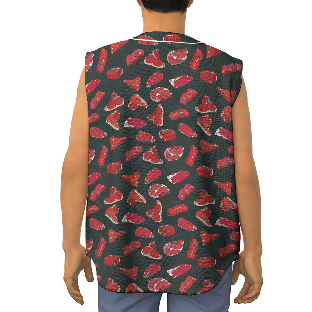 Red Meat Pattern Print Sleeveless Baseball Jersey