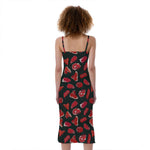 Red Meat Pattern Print Slim Fit Midi Cami Dress