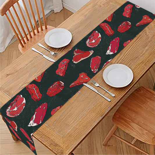 Red Meat Pattern Print Table Runner