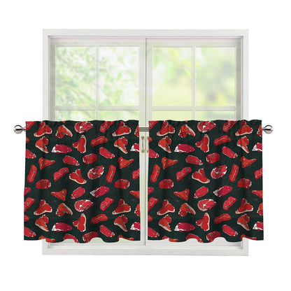Red Meat Pattern Print Tier Curtains