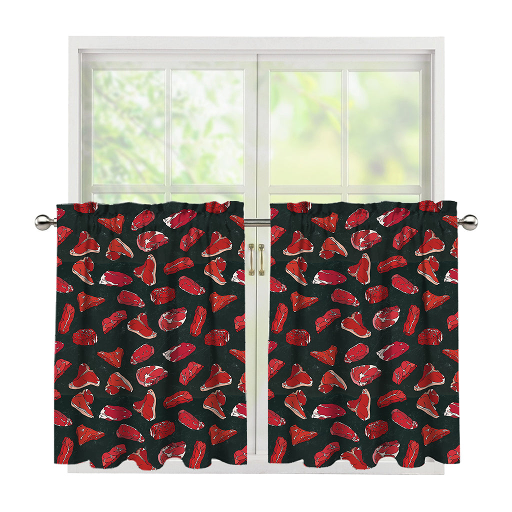 Red Meat Pattern Print Tier Curtains