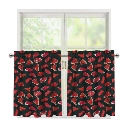 Red Meat Pattern Print Tier Curtains