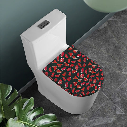 Red Meat Pattern Print Toilet Lid Cover
