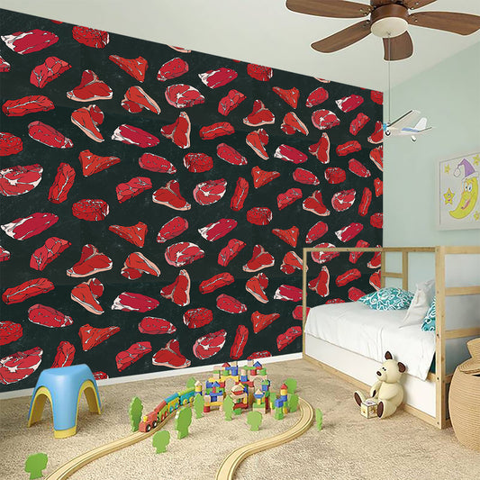 Red Meat Pattern Print Wall Sticker