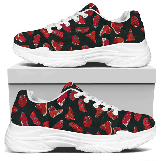 Red Meat Pattern Print White Chunky Shoes