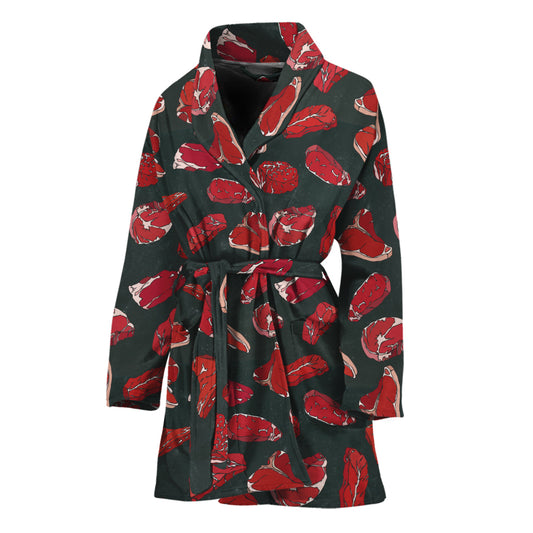 Red Meat Pattern Print Women's Bathrobe