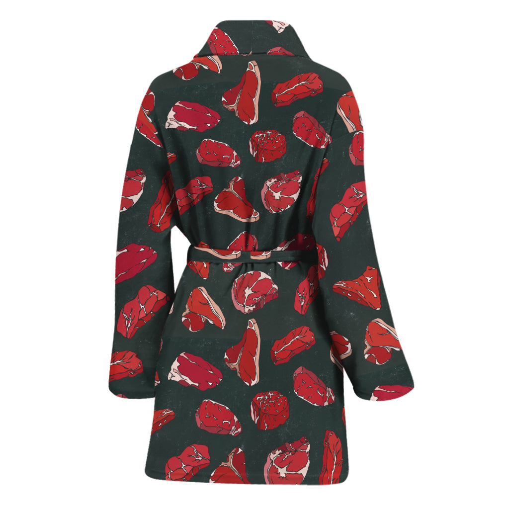 Red Meat Pattern Print Women's Bathrobe